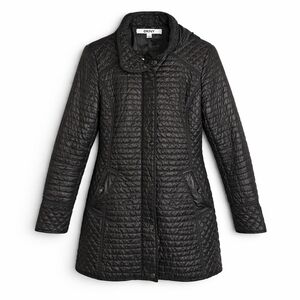 DKNY Quilted Black Hooded Coat, XSP